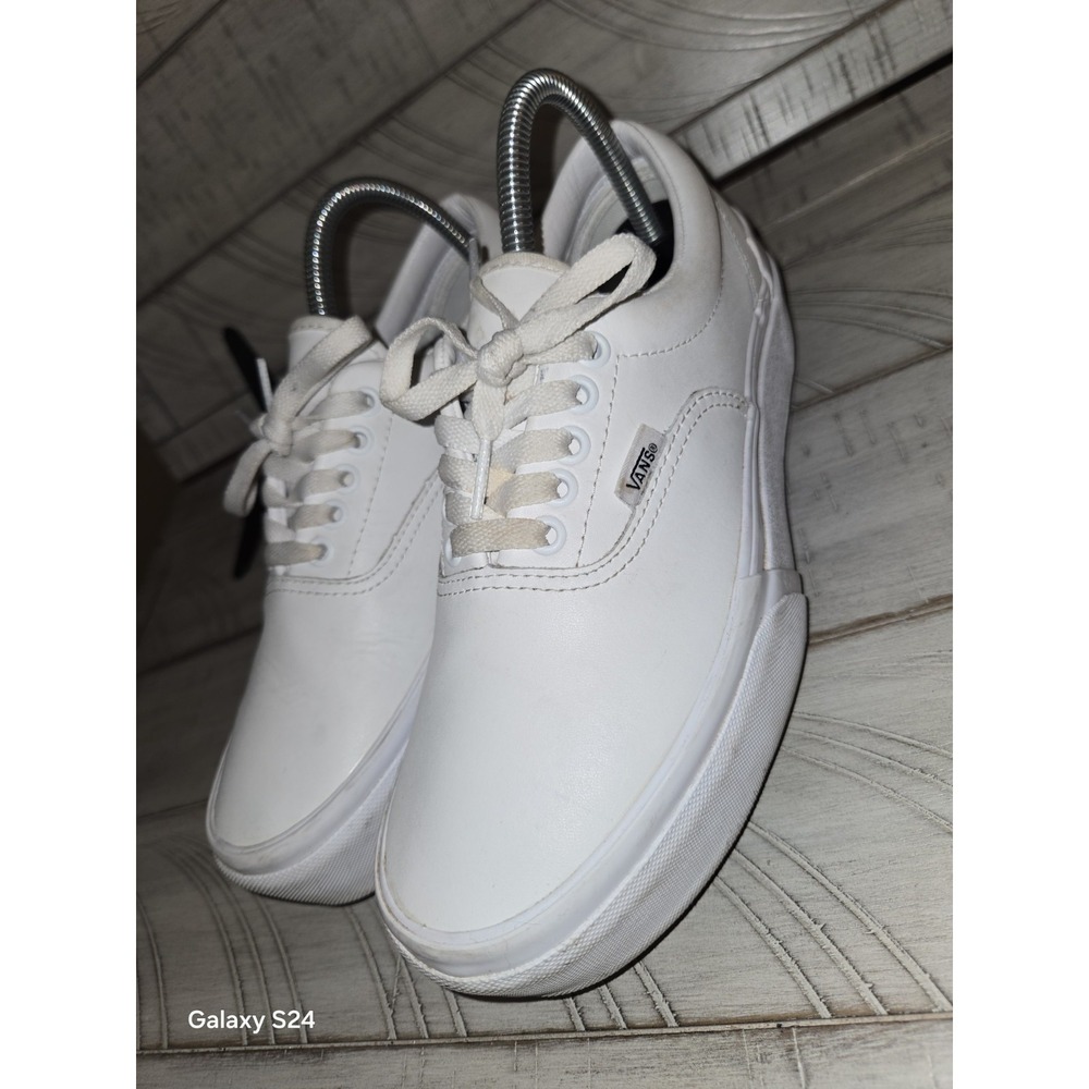 VANS ERA STACKED LEATHER TRUE WHITE PLATFORMS Women's Size 8/Men's Size 6.5